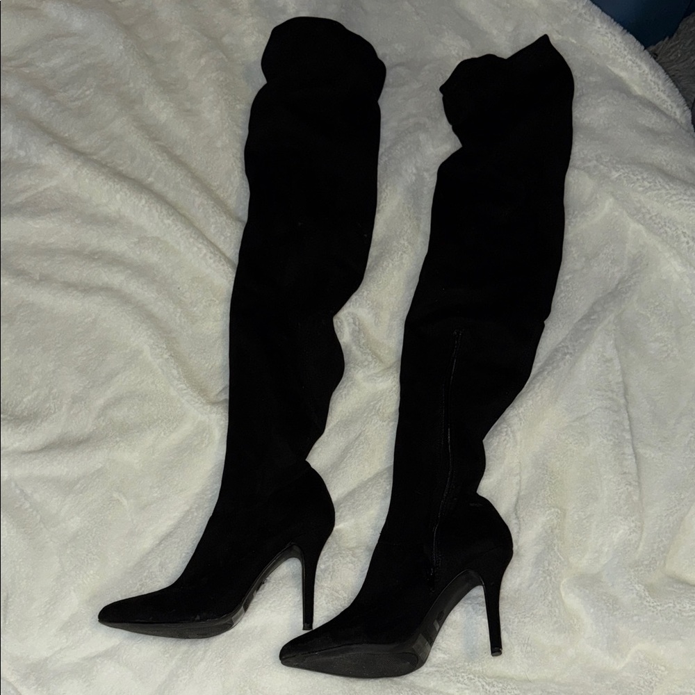 Anne Michelle Sleek Black Over-the-Knee Boots